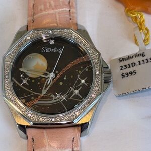 NIB Stuhrling Original Wrist Watch with Pink Leather Band.